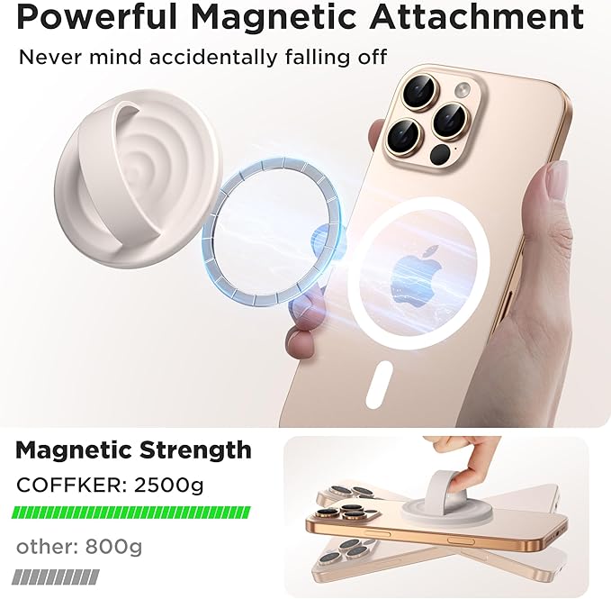 Magnetic Phone Grip Ring Holder, Liquid Silicone Magnet Cell Phone Grip Finger Loop, Compatible with Magsafe, Back of Phone for iPhone 17/16/15/14/13/12 Series, Stone