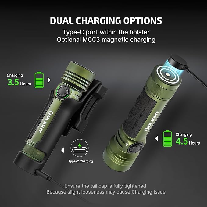 OLIGHT Seeker 4 Pro Rechargeable Flashlights, 4600 Lumens High Powerful Bright LED Light with USB C Holster, Waterproof IPX8 for Emergencies, Camping, Searching (OD Green)