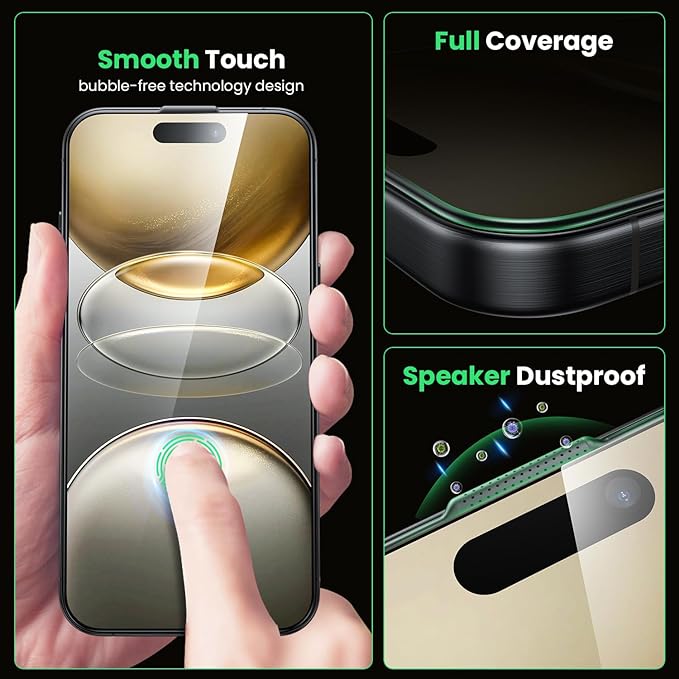 WSKEN for iPhone 16 Pro/iPhone 17 Privacy Screen Protector - [Auto Dust-Remove] 24 Degree Anti Spy 3D Full Coverage Shatterproof Tempered Glass with Zero Bubble Dust Clean Easy Installing House