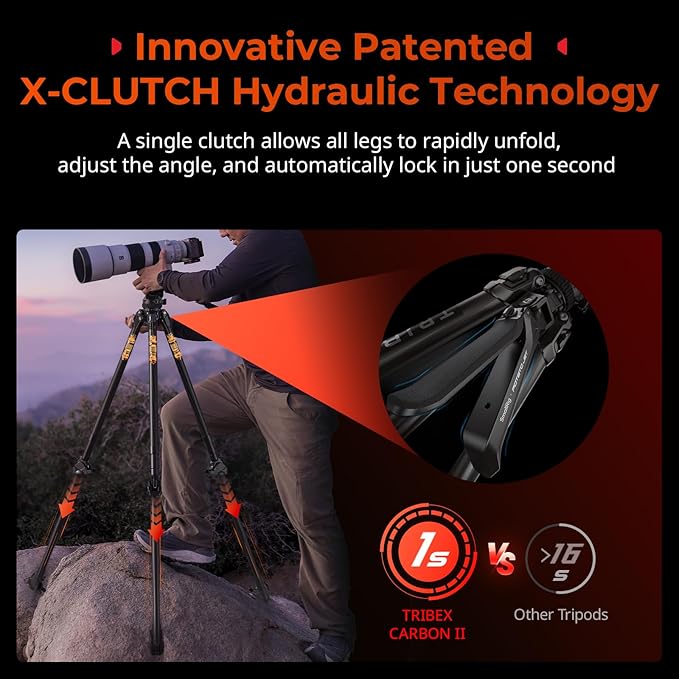 SmallRig x Potato Jet Tribex Carbon II Hydraulic Carbon Fiber Tripod, Fast Extend Camera Video Tripod with 4-Step Counterbalance Fluid Head,Weight 8.3lbs,Load up to 13.2lbs - 5755