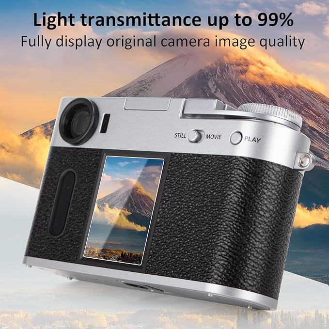 kinokoo (3 Packs) Fuji X Half/X-Half Screen Protector, 0.25mm 9H Hardness Tempered Glass Film for Fujifilm X Half/X-Half Compact Camera LCD Screen Acessories - Anti-Scratch & Easy Installation