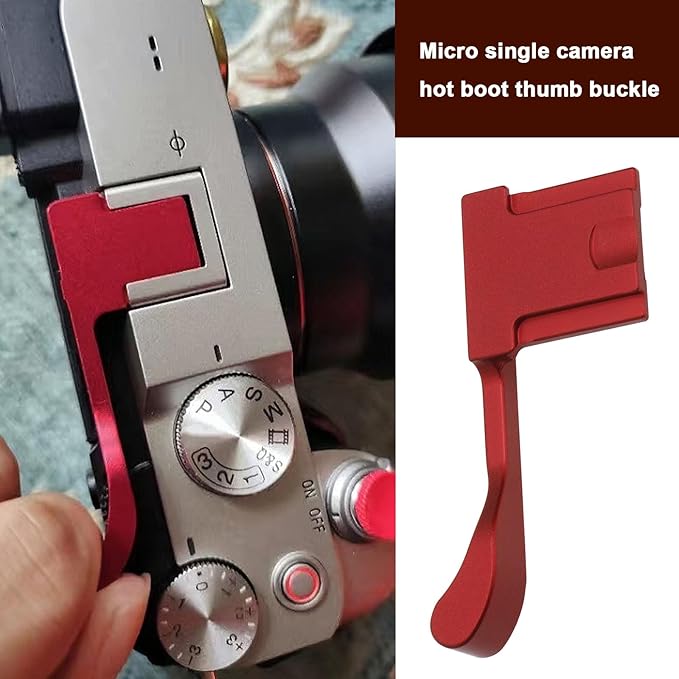 Metal Hot Shoe Thumb Up Rest Hand Grip Compatible with Fujifilm FinePix X-E4 X100F X100V XPro2 XPro3 DSLR Camera Hand Grip Aluminum Alloy Red
