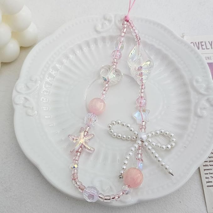 Beaded Camera Wrist Strap Cute Digital Camera Charm Lanyard Phone Charms Strap Beaded Camera Chain for Phone Bag Keychain