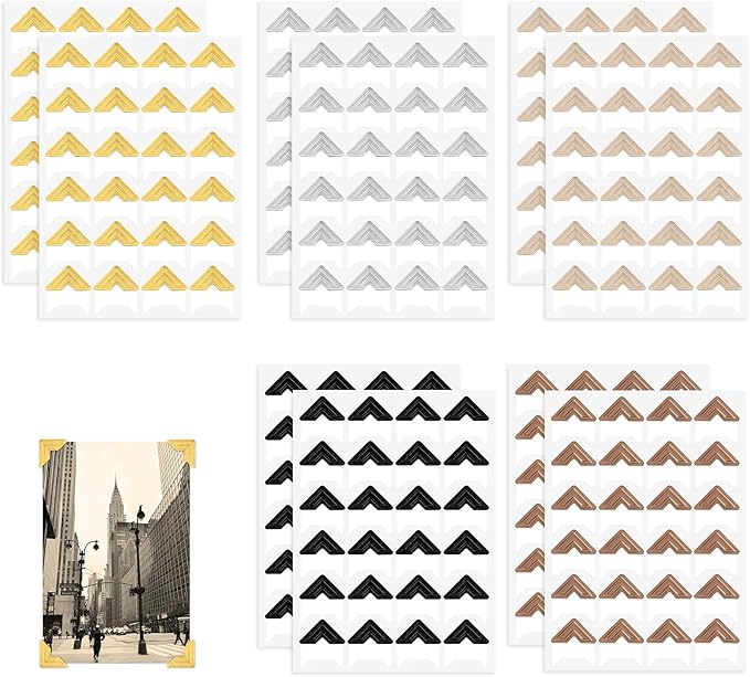 240 Pieces Photo Corners Self Adhesive Picture Corners for Scrapbooking, Photo Mounting Corners for DIY Scrapbook, Album, Journal, 10 Sheets
