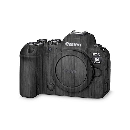 Camera Skin Compatible with Canon EOS R6 Mark II Camera (2022) - Black Wood - Premium 3M Vinyl Protective Wrap Decal Cover - Easy to Apply | Crafted in The USA by MightySkins
