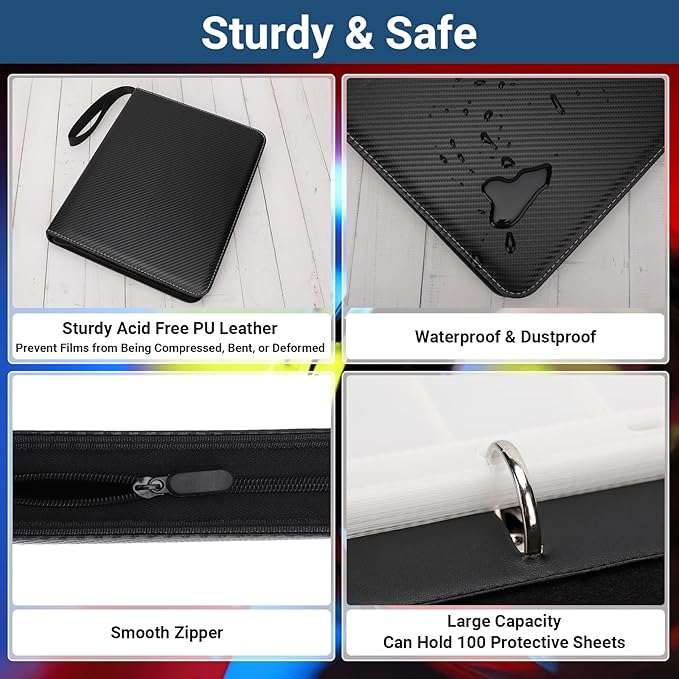 Acid Free Film Negative Storage Kit - 3 Ring Binder with 30 Pack 1260 Frames 35mm Negative Sleeves, 35mm Slide Storage Pages & 30 Pack 600 Pockets 120 Film Sleeves
