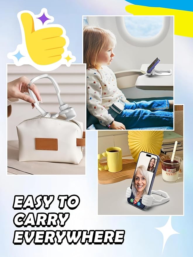 Easter Basket Stuffers for Teens Boys Girls Adults Cell Phone Stand Patented 2 Pack White Thumbs Up Lazy Phone Holder Cell phone Stand for Desk Fun Easter Gifts for Kids Men Women Wife Birthday