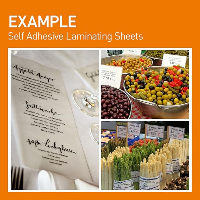 [VIOLETTO] 50 Sheets - Self Adhesive Laminating Sheets for Ultimate Protection. No Machines Needed, 4 Mil Thickness, 8.5 x 11 Inches. Effortless, Durable & Perfect for Documents & Photos.