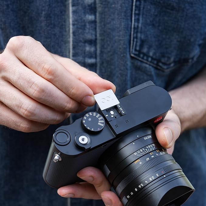 Upgraded Q3 43 Q2 Metal Hot Shoe Cover Protector Cap for Leica Q3 43 Q2 Camera, Hotshoe Cover with Full-Coverage Design & Silicone Cushion, Limited Edition for Leica 100th Anniversary - Silver