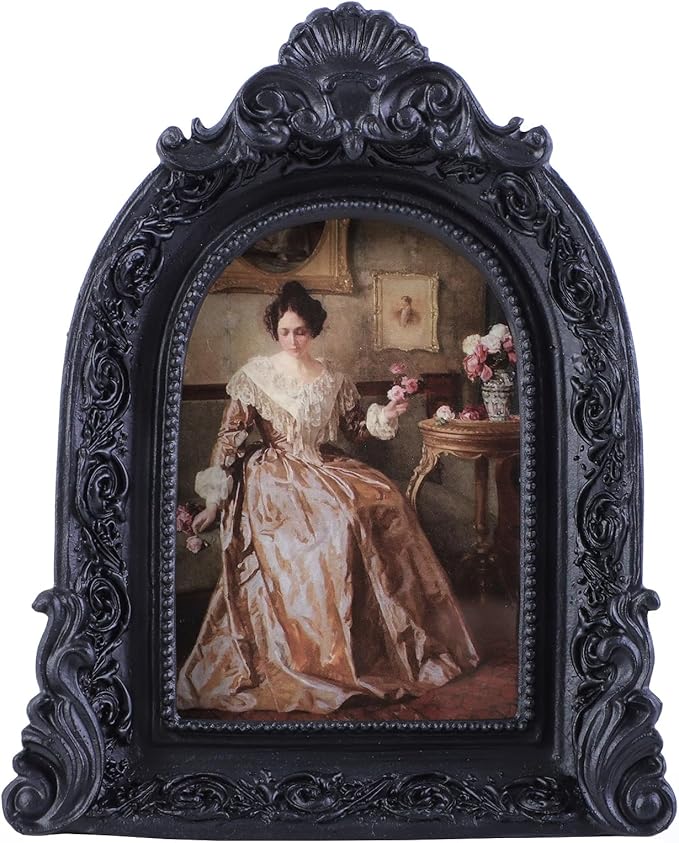 Vintage Picture Frames 2.5x3.5 Ornate Black Antique Picture Frames for Wall and Tabletop Vintage Photo Frame Victorian Home Decor Gallery Wall Decor in Arch Shape