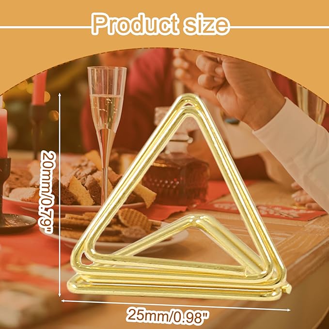 Bonsicoky 100 Pack Gold Place Card Holder - Triangle Shape Table Place Cards Holder - Mini Table Card Photo Picture Holders for Wedding Party Birthday Office