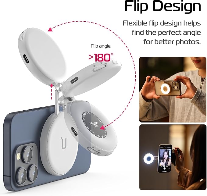 ULANZI Magnetic Selfie Light White, LED Fill Light Compatible with Magsafe, LED Selfie Ring Light Included Sticky Ring for Phones, for Selfies/Photography/TikTok/Zoom Calls/Video Conference Color