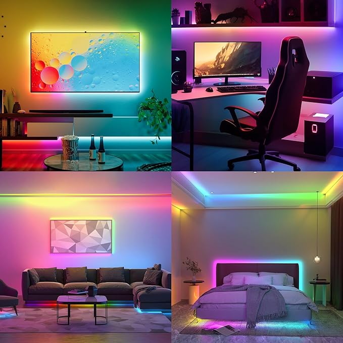COB RGB Smart IC Strip Lights 40FT UL-Listed 24V Color Flowing Strip Light Multicolor Flexible Tape Lights with APP Control Music Sync for Bedroom Gaming Party Home Decor 2×20FT Rolls