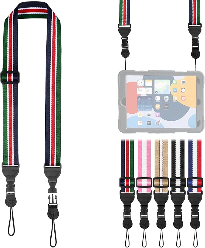 Adjustable Shoulder Strap, Comfortable for Camera Neck Lanyard iPad Strap iPad Strap for iPad, Camera, Binocular, Crossbody, Tablet, Laptop, Binocular(Red, White & Green Black A94)