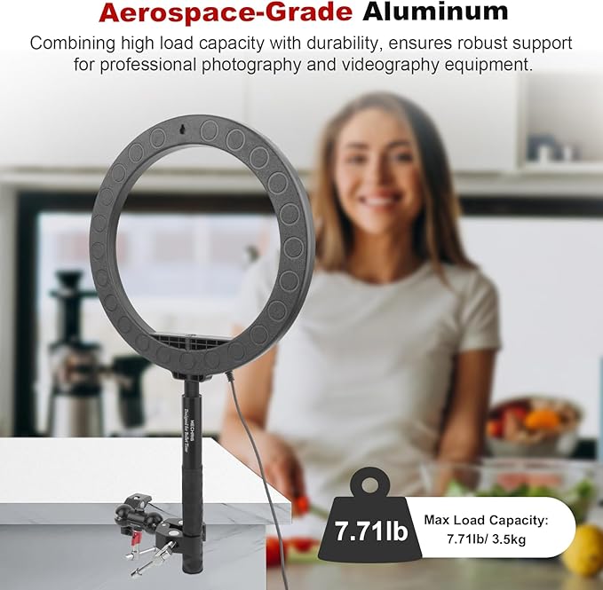 Double Super Clamp Camera Mount with Magic Arm, Aluminum Double Clamp Mount Umbrella Holder for Desk, Studio Light/Boom Stand, Photography Reflector, Cross Bars, Bike/Motor Handlebars (SY004)