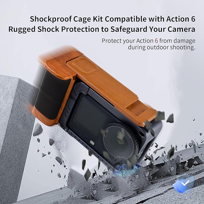 Aluminum Street Grip Kit for DJI OSMO Action 6 Accessories Grip Handle Set (Camera Grip+Ultra-Light Cage) Protective Metal Frame Action 6 Case with Multiple Expansion Interfaces, 1/4" Screw Hole