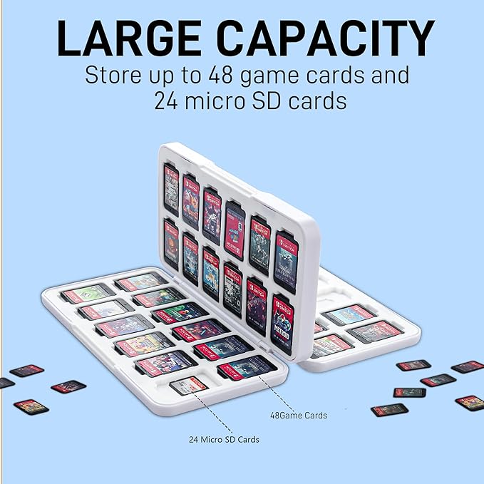 RHOTALL Game Card Case for Nintendo Switch /OLED/lite/2 , Storage Card Box with 48 Game Cards Cartridge and 24 SD Cards Slots, Switch Games Holder with Magnetic Design - for Tears of the Kingdom