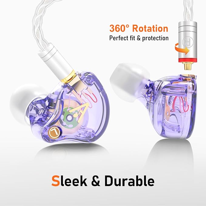 Vibes 202 Wired Earbuds - HiFi in Ear Monitor Headphones – Professional Noise Isolating Ear Buds - Clear Sound, Deep Bass & Comfort-Fit IEM Earphones - MMCX to 3.5mm, Silver Plated Cord, Carrying Case