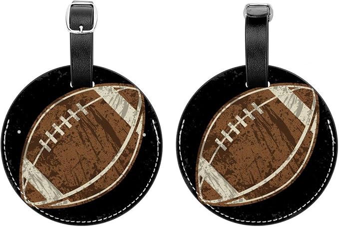 2 Pack Luggage Tags for Suitcases Leather Name Travel Tags for Luggage ID Label Bag Tags, Vintage Old Football Soccer Sports Ball
