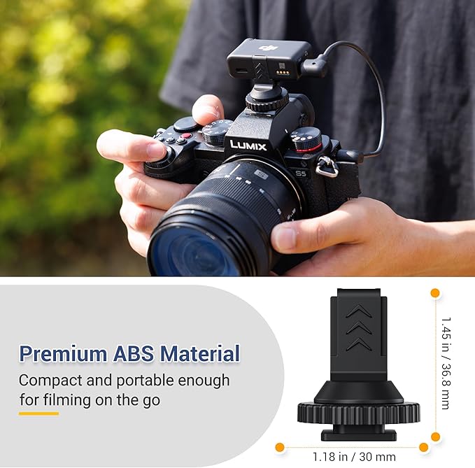 JJC Cold Shoe Mount Adapter for DJI Mic 2 with 1/4" Screw, DJI Mic 2 Camera Adapter Compatible with Canon Nikon Sony Cameras Tripod Camera Cage for Vlogging Video Recording