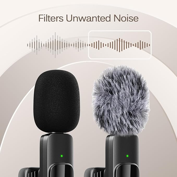 Professional Wireless Lavalier Lapel Microphone for iPhone, Mini Video Recording Mic for Interview Video Podcast Vlog YouTube & Livestream, Noise Reduction, Plug & Play (Lightning Port)