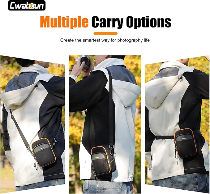Cwatcun Digital Compact Camera Sling Bag，Portable Protective Small Crossbody Camera Case Lightweight Photography Camera waist bag for Canon Nikon Sony Fuji Digital Camera