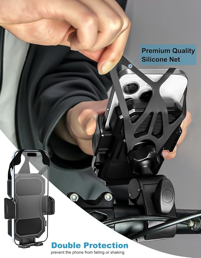 Tractor Phone Clamp Mount, [Upgraded Secure Tether] Stable Cellphone Clip for Forklift/Farming Machine, Front Loader Clip Holder for iPhone 16 15 14, Galaxy S25 S24, 4-7" Phone with Thick Case