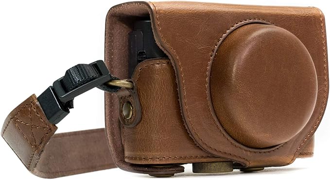 MegaGear Ever Ready Protective Leather Camera Case, Bag for Sony Cyber-Shot DSC-WX500 Digital Camera (Dark Brown) (MG600)