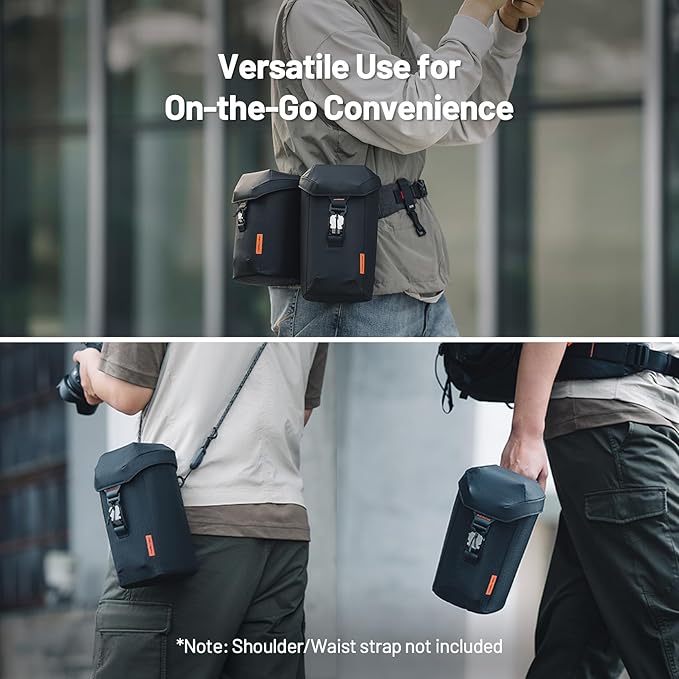 PGYTECH Camera Lens Bag, Magnetic Buckle Camera Lens Case, Water Resistant Protective Lens Pouch for DSLR Camera Lens, Thick Camera Lens Bag for Sony, Nikon, Canon Size L