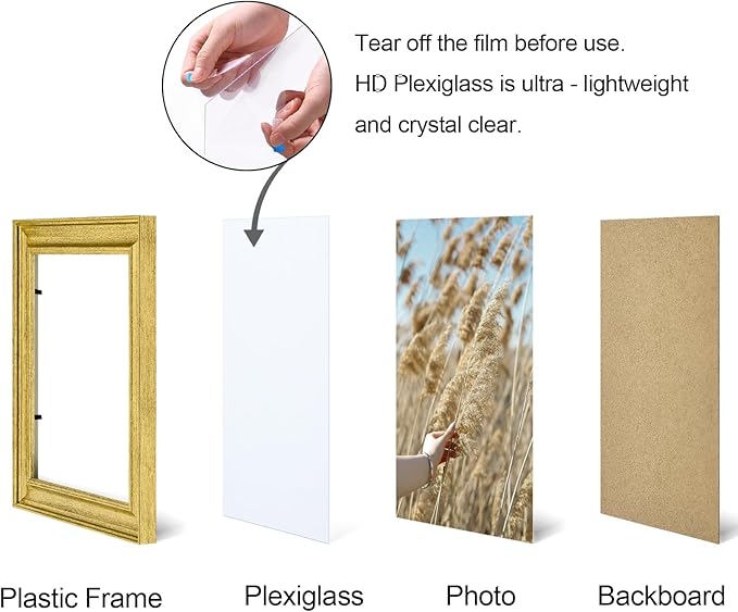 Vittanly 8x8 Picture Frames Set of 2, Ornate Vintage Photo Frame for Wall or Tabletop, Display 8x8 Pictures without Mat, Rustic Gold