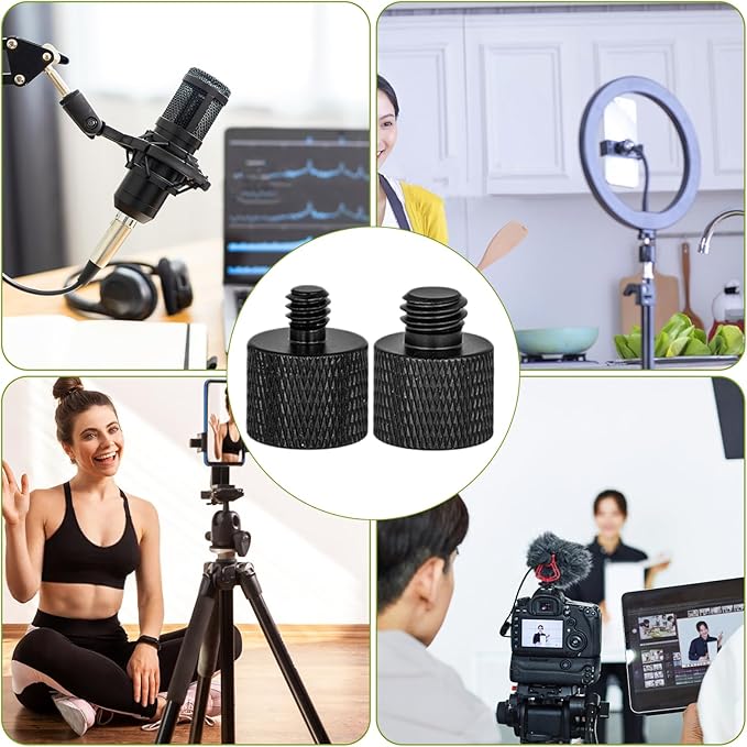4pcs Mic Stand Adapter, 1/4 Male to 3/8 Female and 3/8 Male to 1/4 Female Tripod Screw Adapter Camera Screw Adapter for Microphone Stand Tripod Camera Mount