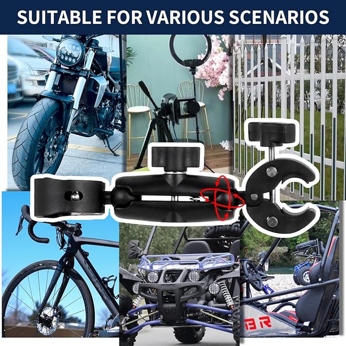 Motorcycle Bike Handlebar Double Clamp Mount Invisible Selfie Stick Super Camera Clamp 360°Rotating Extendable Ballhead Magic Arm 21-60 in for Insta360 ONE X3 X2 X RS R Go 2 3 Action Camera