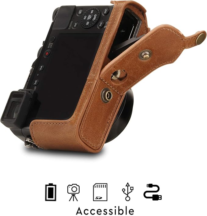 MegaGear MG1565 Ever Ready Genuine Leather Camera Case Compatible with Panasonic Lumix DC-LX100 II - Brown