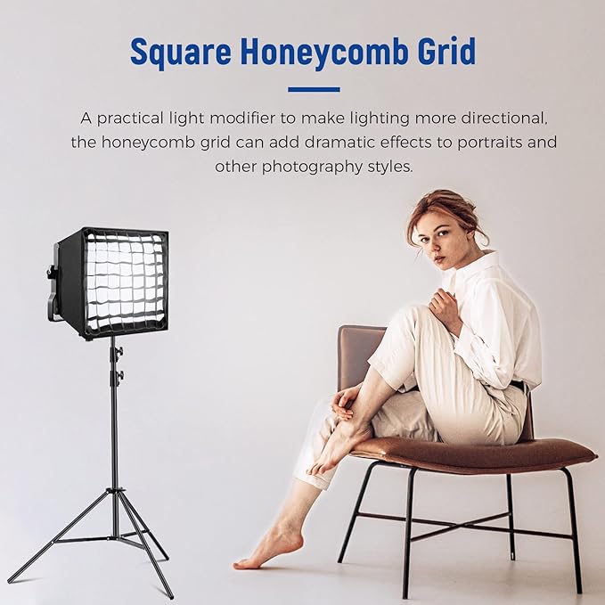 NEEWER 12.2"x11.4" Foldable Softbox Diffuser with Grid and Bag for NL660/SNL660/RGB660/RGB660 Pro/RGB660 PRO II LED Video Light Panel, Studio Photo Portrait Photography YouTube Video Soft Lighting