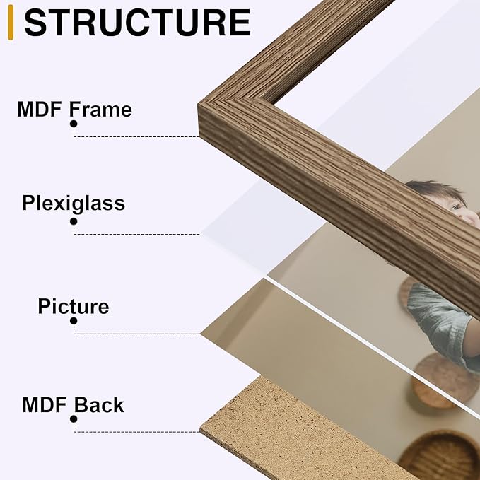 decorUhome Triple 6x4 Picture Frame Horizontal, Engineered Wood Trifold Photo Frame with Plexiglass for Tabletop Display, 6x4, Oak