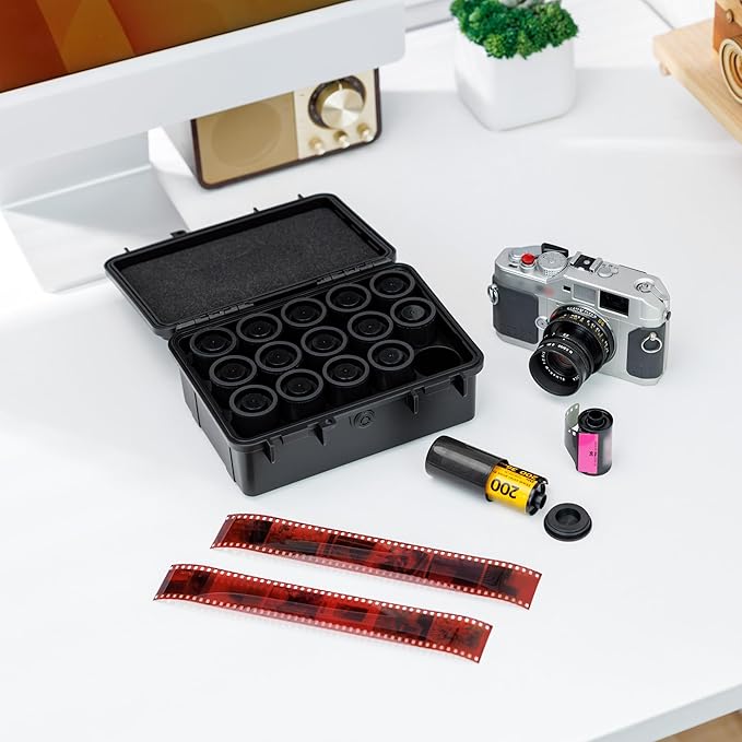 JJC Sturdy Secure 35mm Film Case Canister Holder with 15 Rolls Film Canister,IP67 Waterproof 35mm Film Container for 15 Rolls135 Film