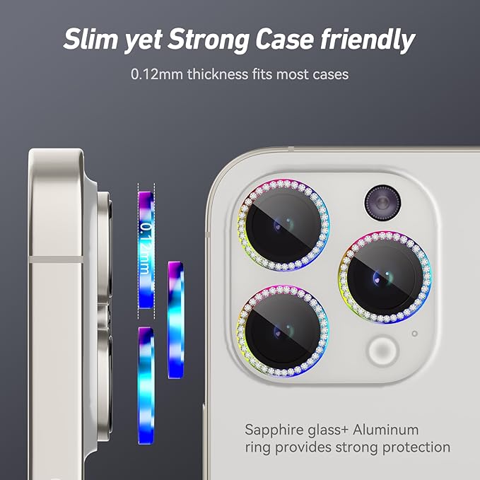 Jeluse Camera Lens Protector for iPhone 17 Pro Max/17 Pro/16 Pro Max/16 Pro/15 Pro Max/15 Pro/14 Pro Max/14 Pro, 9H Tempered Glass Screen Protector Cover Alignment Kit Metal Individual Ring