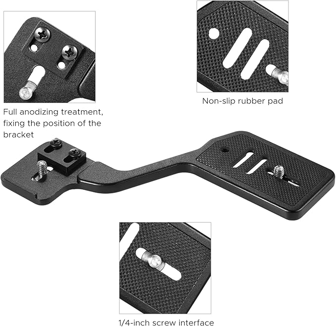 EBTOOLS Camera Flash Bracket, Portable Aluminum Alloy L Shape Mount with 1/4 Inch Screw for DSLR Cameras Flashes Microphones