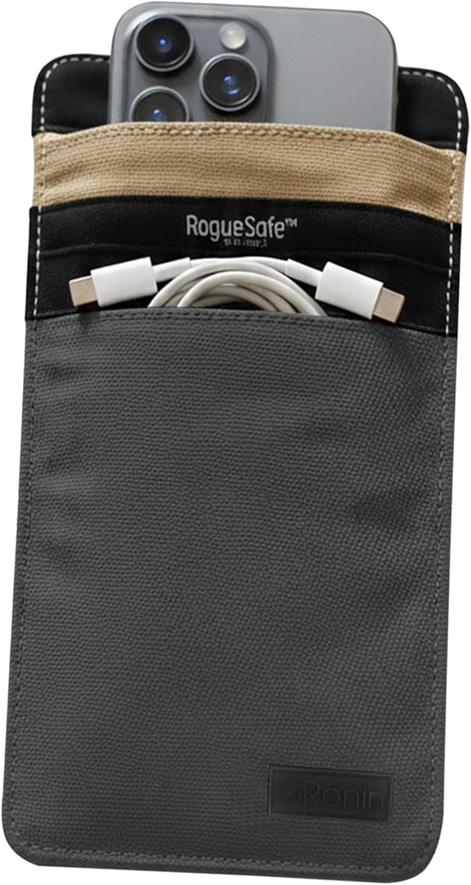 Rōnin RogueSafe™ Faraday Bag for Phone – Faraday Pouch for Phone, Blocks Cellular, Wi-Fi, GPS, Bluetooth & RFID Signals, EMP Shielded Privacy Cage with Magnetic Closure, Stylish & Durable, Slate