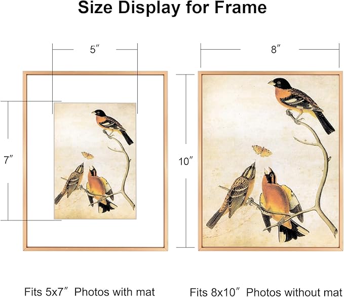 8x10 Picture Frame, Gold Aluminum Metal Photo Frames with HD Glass, Fits 5x7 with Mat or 8 x 10 without Mat, Display for Wall and Table
