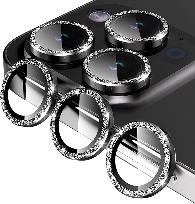 Jeluse Camera Lens Protector for iPhone 17 Pro Max/17 Pro/16 Pro Max/16 Pro/15 Pro Max/15 Pro/14 Pro Max/14 Pro, 9H Tempered Glass Screen Protector Cover Alignment Kit Metal Individual Ring