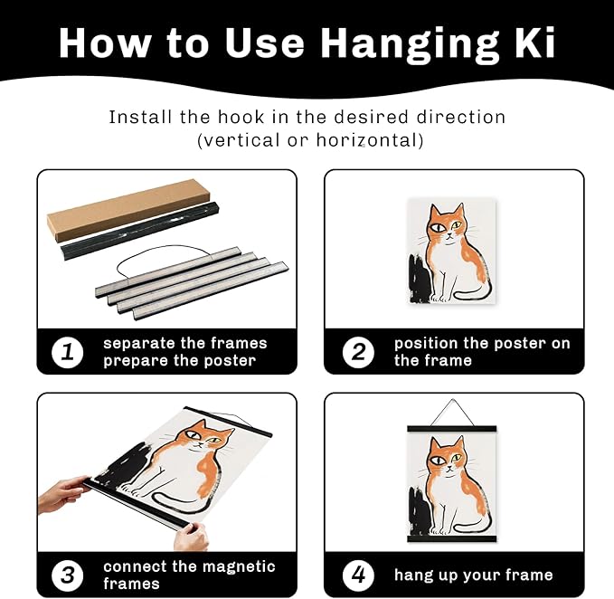 YK artwood 3 Pack Magnetic Poster Hanger Frame 12 inch Black,12x16 12x18 12x20 12x24 Wood Magnet Frames Hangers for Photos, Pictures, Prints, Maps, Canvas Artwork,Diamond Art Painting,Canvas Hanger