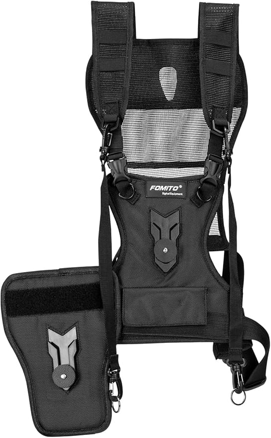 FOMITO Multi Camera Carrying Chest Harness System Vest with Side Holster for Canon for Nikon for Panasonic for Olympus for Sony A7R A7S A7II A7RII A58 A99 A6000 A6300 DSLR