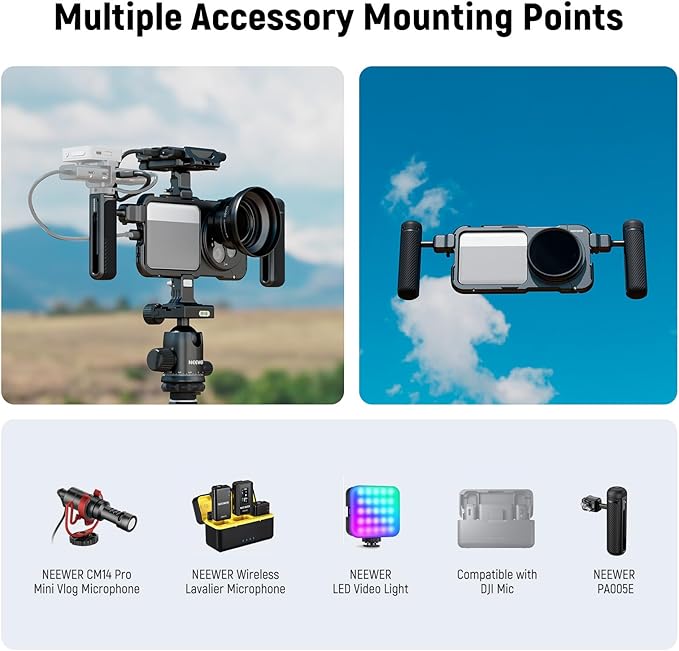 NEEWER 15 Ultra Cage, Quick Release Video Rig Case Phone Stabilizer Holder Compatible with Xiaomi 15 Ultra with 67mm Filter Adapter & 17mm Lens Backplate for Video Recording Filming, PA091 Black