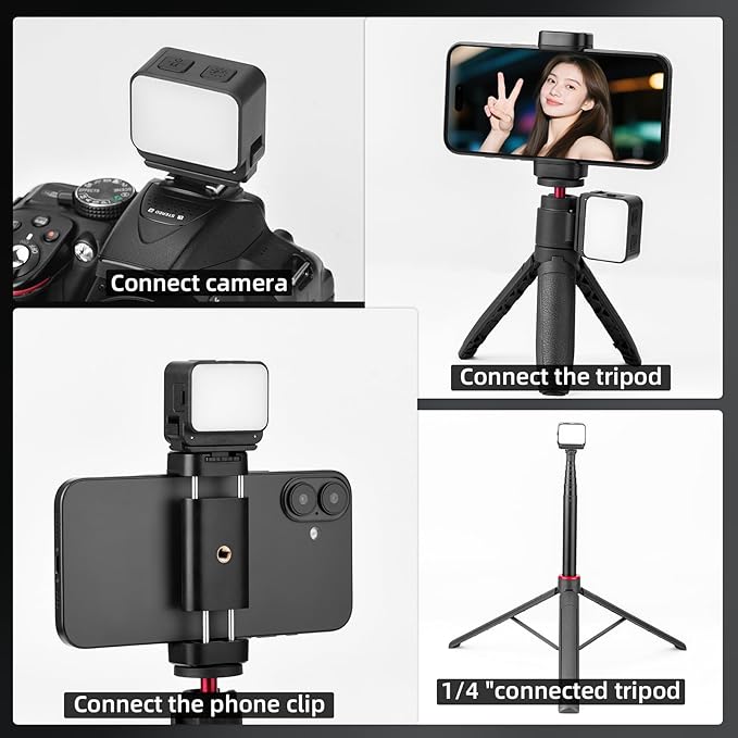 Mini Light for DJI Action Camera, Pocket 3 Fill Lighting Cold Hot Shoe LED Vlogging Light Attachment for DJI OSMO Pocket 3 Action 5 Pro 4 3, for GoPro Accessories