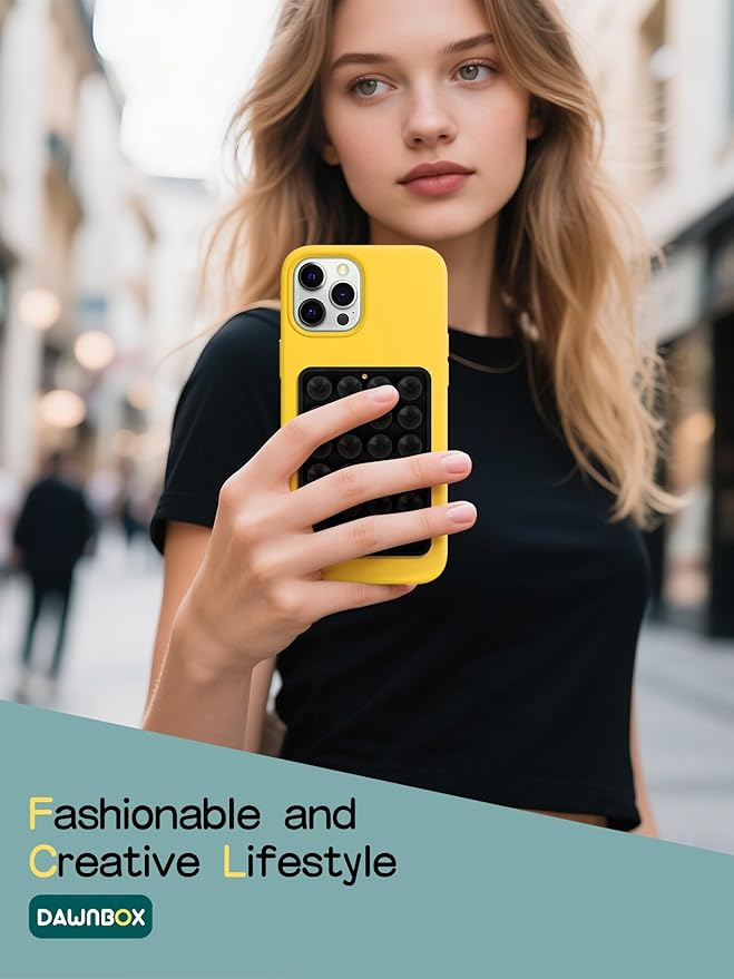Silicone Suction Phone Case Adhesive Mount - Hands-Free, Strong Grip Holder for Selfies and Videos - Compatible iPhone and Android Compatible - 2Pcs Black