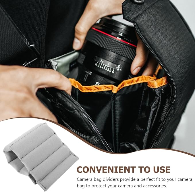 6 Pcs Camera Bag Divider Plug-in:Dividers Shockproof Protecting Camera Lens for Bag Organizer-Inserts with Suede Roller Partition and Side Pocket for Travel Photography Enthusiast Professional