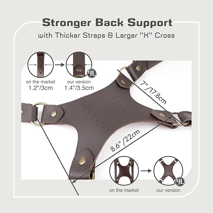 Leather Dual Camera Harness Strap for Photographers,Adjustable Shoulder Crossbody Padded Harness for DSLR SLR