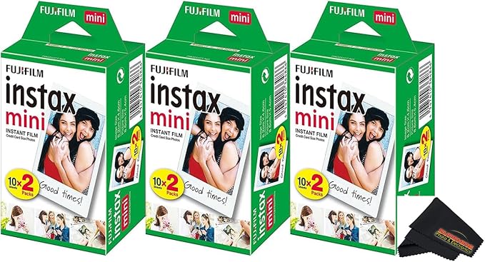 Fujifilm 16437396 Instax Mini Twin Pack Picture Format Instant Daylight Film Pack of 3 (60 Shots)