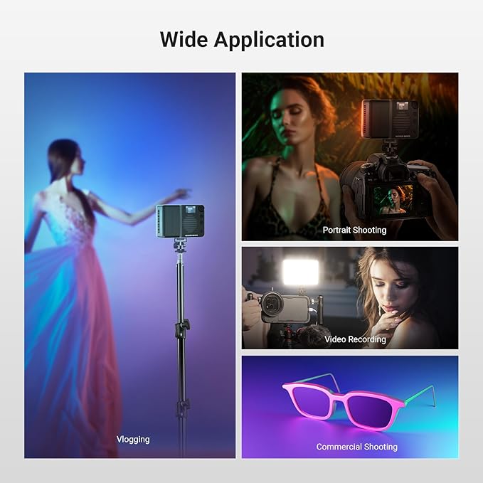 NEEWER BASICS BS40C Full RGB Magnetic Camera Video Light, 45W Boost Mode, Small LED Panel Lighting 4800lx/0.5m CRI95+ 2500-10000K 14 Scenes 5000mAh for DSLR Tripod Streaming Photography Vlog Recording